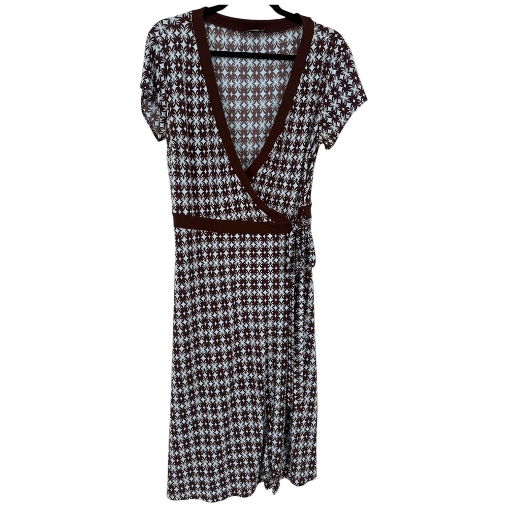 Max & Cleo Geometric‎ Starburst Floral Print Midi Wrap Dress Size Small Petite